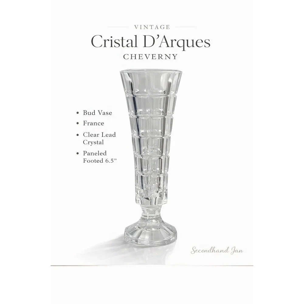 Vintage Crystal D'Arques Cheverny Bud Vase France Clear Lead Crystal Footed 6.5
